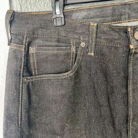 LEVIS 501 Mens Size 36x32 Classic Straight Leg Button Fly Dark Wash Denim Jeans - Picture 6 of 9